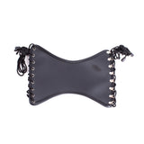 Waist Training 24cm Front Length Tight Lacing Korset for Women Black Leather Underbust Corset Body Shaper