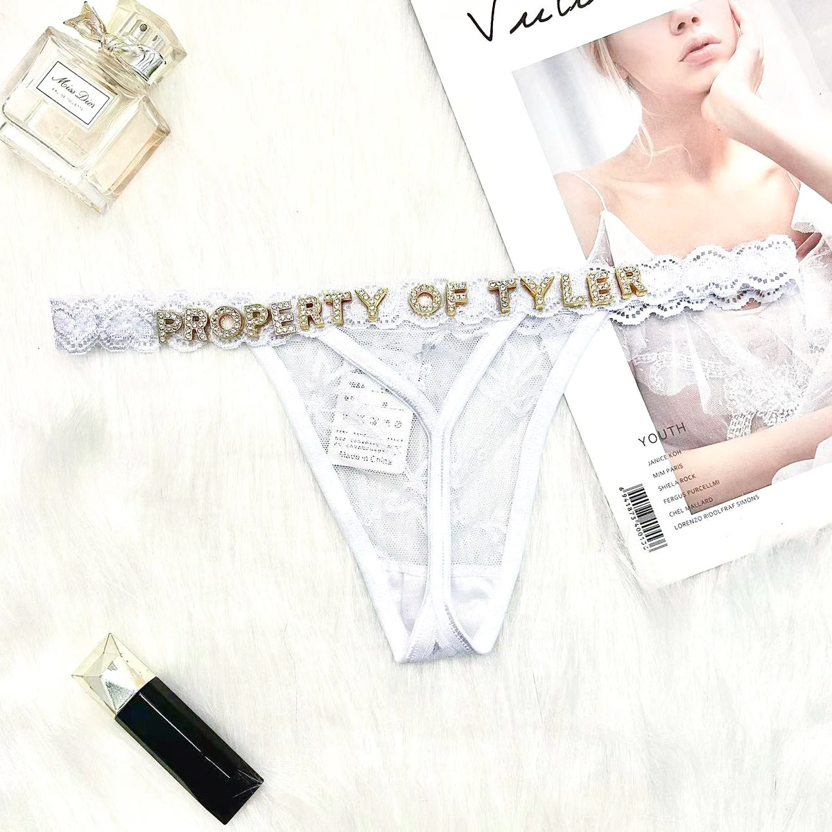Custom Thongs Lingerie Sexy Bikini with Letters Name G-String Waist Chain Women Body Chain Lace Thong Personalized Unique Gift