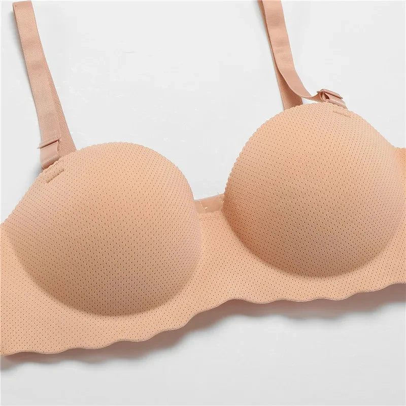 Women's Small Chest Underwear Seamless Push Up Bras Wireless Bralette Detachable Straps Breathable Brassiere Backless Lingerie