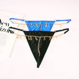 Personality Sexy Custom Name Gold Metal Letter Thong Panties Waist G-Strings Exotic Lingerie Breathable Underwear Ladies