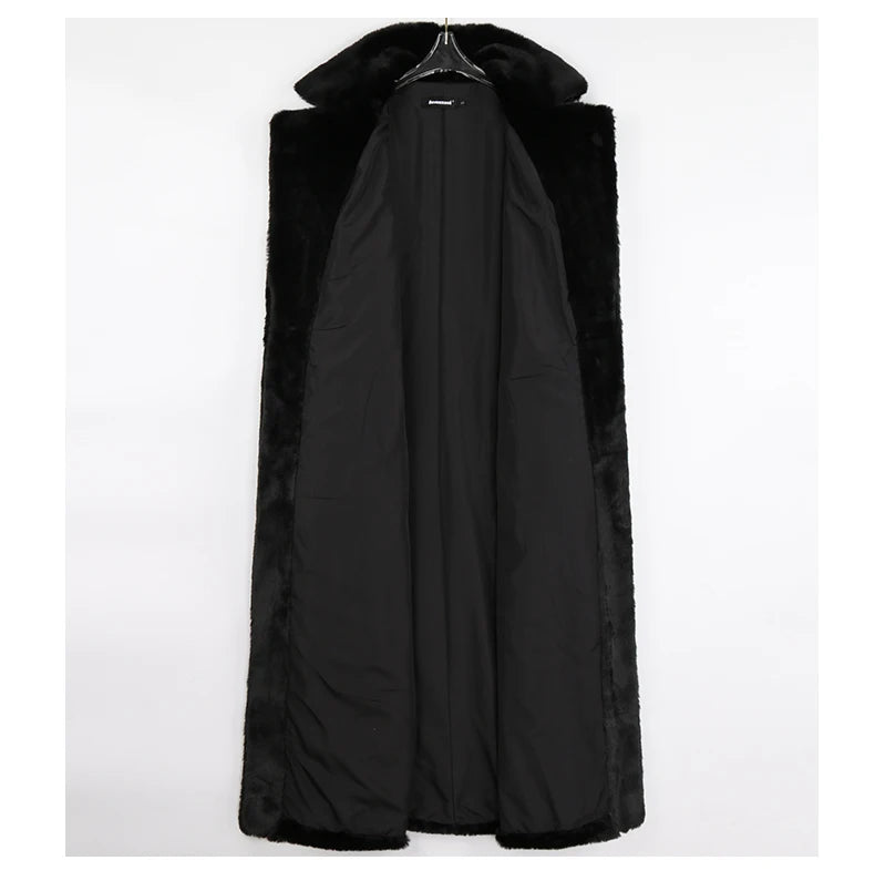 Mauroicardi Winter Long White Black Warm Thick Soft Flowy Fluffy Faux Fur Coat Women Sashes Loose Casual Furry Overcoat 2024