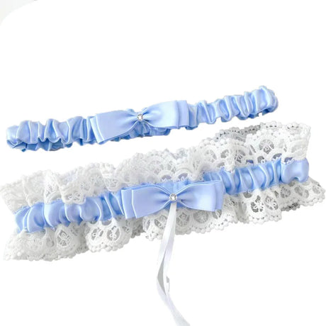Women Lace Bow Silky Smooth Satin Elastic Thigh Strap Garter Belt Sexy Thigh Bands Party Bride Leg Garter Cosplay Tea Time