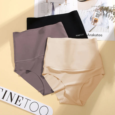 FINETOO 4Pcs Women High Waist Seamless Tummy Control Underwear FINETOO Anti-Slip Shapewear Panties Soft Stretchy Body Shaper Briefs No Show Slimmer Underpants for Postpartum Everyday Outfit S-3XL