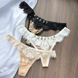 Lady Personalized Custom Thongs Name Crystal Letter T-back Tanga Sexy Women Lace Customized G-String Name Underwear Panties
