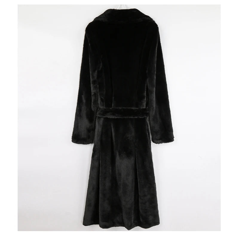 Mauroicardi Winter Long White Black Warm Thick Soft Flowy Fluffy Faux Fur Coat Women Sashes Loose Casual Furry Overcoat 2024