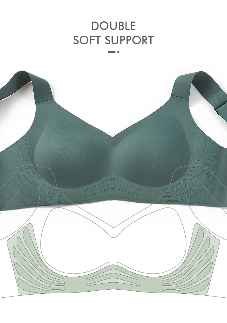 SUJIIN Wireless Seamless Bras for Women Minimizer Invisible Padded Push Up Bras Comfort Soft Support Anti-sagging Bralette Bh