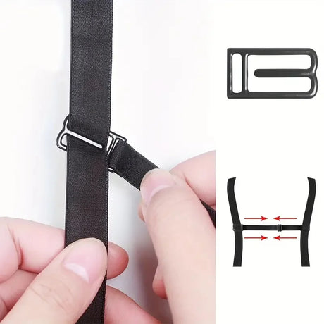 3-Pack Anti-Slip Bra Strap Holders | Adjustable Elastic Clips with Metal Buckles (Black/White/Beige)