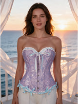 Women Bustier Corset Victorian Gothic Jacquard Front Busk Waist Cincher Halloween Party Wear
