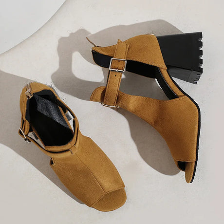 Summer Women's Fashion Peep Toe Thick Heel Sandals High-heeled Shoes for Woman Denim Leopard Print Sandalias de Mujer WSH5343