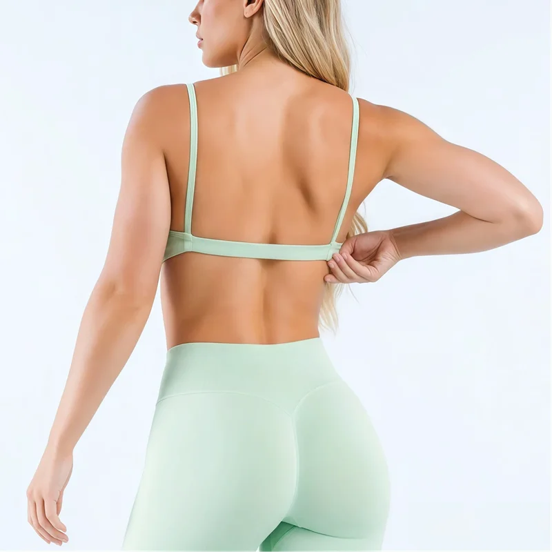 HISTELLO Impact Scoop Neck Bra Seamless Women Sports GYM Underwear Sexy Backless Yoga Clothing Naked Feeling Workout Fitness Bra