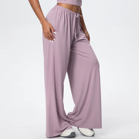 Women Quick Drying Wide Leg Yoga Pants Loose Yoga Pants High Waist With Pockets Fitness Sport Gym Workout Drawstring Full Length