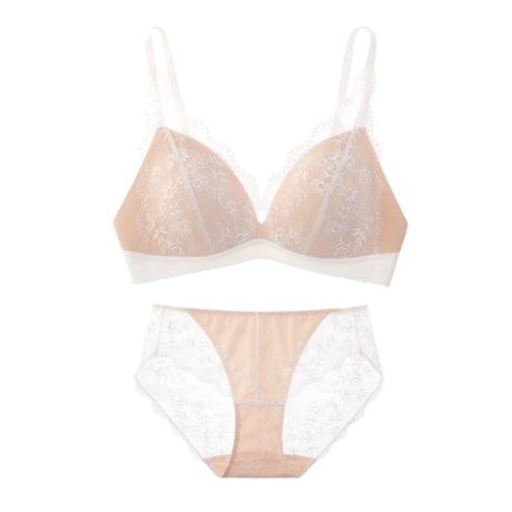SUJIIN Sexy Wireless Lace Bras for Women Summer Push Up Plunge Deep V Small Chest Bra Lady French Breathable Lingeries MX326