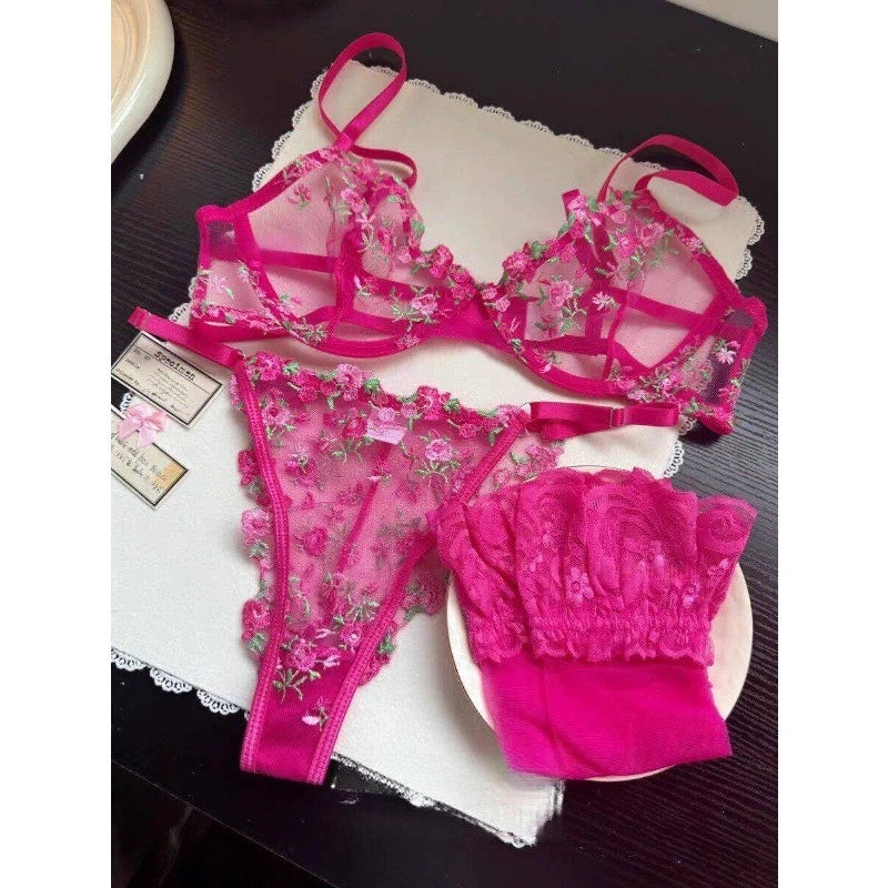 Sexy Sheer Lace Flower Embroidery Underwire Bra for Women, Large Breast Minimizer Anti‑Sagging Comfort Everyday Wear YEMOMO S‑XL