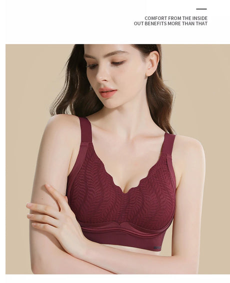 FallSweet Plus Size Lift Up Bra for Women Wireless Brassiere Anti Sagging Side Support Fixed Cup Big Bust Minimizer Bras M-3XL