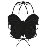 Hot Butterfly Jeans Crop Top Backless Strap Camis Sexy Lingerie Bow Bra Women Beach Mini Vest Butterfly Tank Tops Party Clubwear