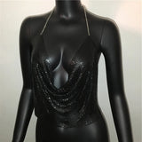 Sexy Metal Sequins Tank Top For Women 2025 Summer V Neck Backless Crop Tops Luxury Solid Short Party Nightclub Tank Tops