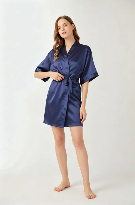 Women Satin Kimono Robe Silky Bride Bridesmaid Bathrobe Short Nightgown for Wedding Party Spa Sleepover Home Sleepwear Robes