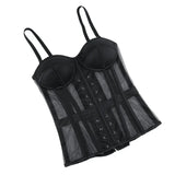 WSHKING Overbust Corset With Bra Korset Woman Strapless Bustier Top Mesh Women Lingerie Black White Sexy Lingerie