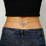 Gothic Heart Flame Waist Chain Sexy Punk Metal  Waist Belly Belt Chain Y2K Body Chain for  Beach Bikini Party Outfit Jewelry