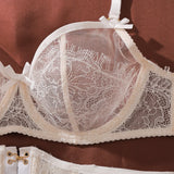 Toucheart Erotic Lingerie New French Style Lace Suspender See-through Gather Together Women Sexy Thin Pure Desire Underwear Set