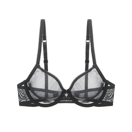 Varsbaby Women's Mesh See Through Bra Underwire Unlined Sheer Brassiere Sexy Ultra-thin Yarn Underwear Plus Size CDE Cup Bras