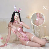 Bunny Girl Woman Cosplay Halloween Maid Suit Lace Transparent Sexy Bodysuit Women's Underwear Bunny Girl Set Role Play Costume
