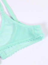 Ladies' sexy 1/4 Cup Mesh Bra, Sheer Wireless Breathable Balconette Bralette Top