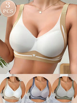 3Pcs/Set Women's Push-up Gather Wireless Bra Women Gathered Up Soft Support Adjustable Underwear Anti-sagging Seamless Bra M-2XL