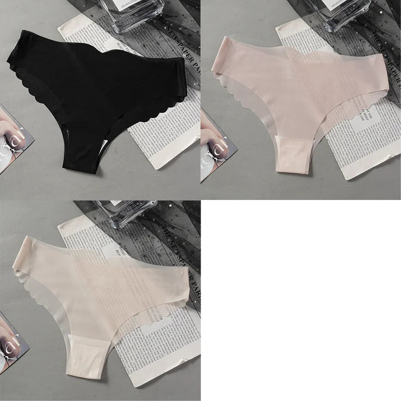1/3PCS Sexy Women's Low Waist Light Transparent Panties Solid Color Underwear Antibacterial Crotch Ice Silk Underwear Briefs