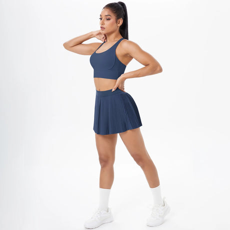 2pcs New Sexy Yoga Set Backless Cross Straps Sports Bra Fashion Breathable Culotte Yoga Shorts With Pocket Gym Women Sports Set