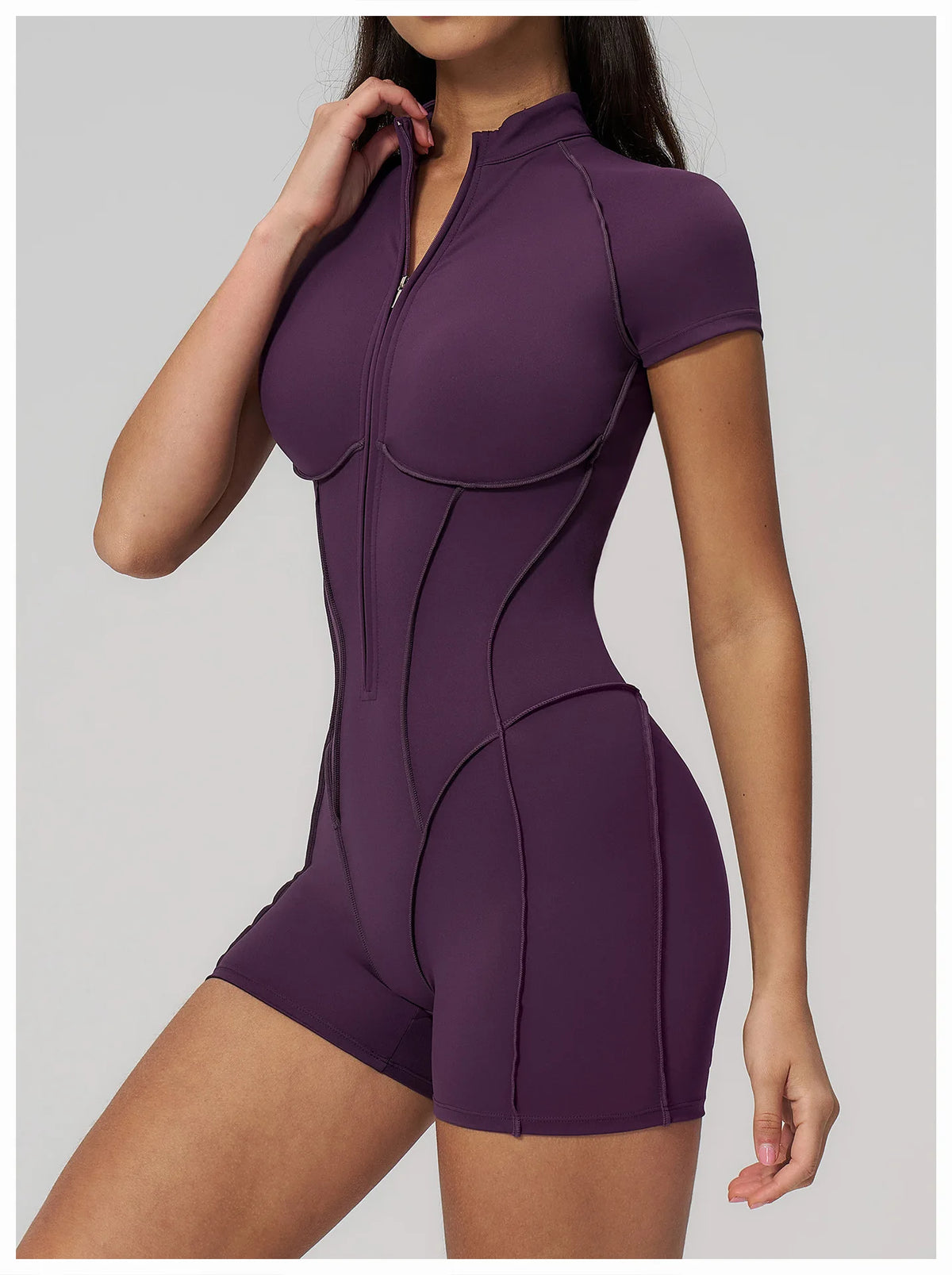 2026 Yoga Bodysuit Short Sleeves Women Tracksuits Gym Zipper Jumpsuits Sports Workout Rompers Fitness One-piece Suit Activewear