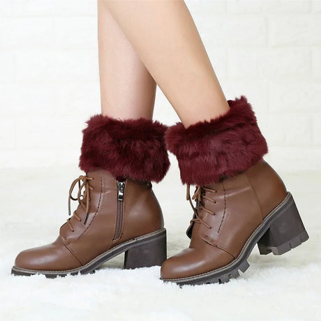 Women's Winter New Average Size Short Flip Flop Fur Warm Socks Boot Covers Knitted Wool Leg Warmers Breathable Anti-friction