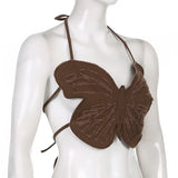 Hot Butterfly Jeans Crop Top Backless Strap Camis Sexy Lingerie Bow Bra Women Beach Mini Vest Butterfly Tank Tops Party Clubwear