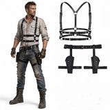 Women Faux Leather Set Steampunk Chest Harness Belt + Thigh Holster Medieval Pirate Cosplay Costume Accessories Halloween