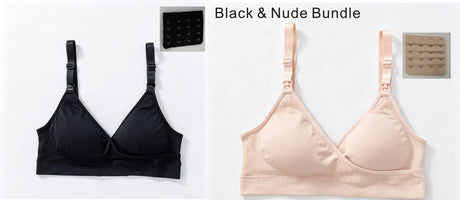 Wireless Low Cut Maternity Nursing Bra With Extender, Removable Pads, Soft Stretchy Breathable Pregnancy Breastfeeding Bra