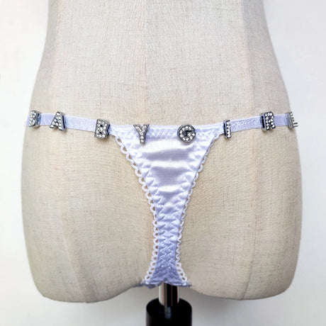 Custom Thongs With Jewelry DIY Crystal Letter Name Low-rise Briefs T-back String Underwear For Women Sexy Nightclub Body Jewelry