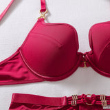 Sexy Strappy Lingerie Set Very Naughty Lingerie Garter Belt Push Up Bra Thong Harness Underwear Women Complete Intimate Outfits