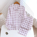 100% Cotton Gauze Women Pajamas Polka Dot Print Sleepwear 2025 Spring Female 2 Piece Set Nightwear Lady Pyjamas Loungewear