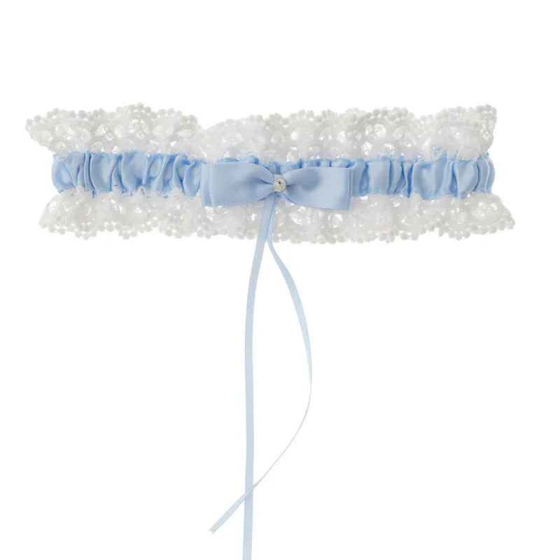 Women Lace Bow Silky Smooth Satin Elastic Thigh Strap Garter Belt Sexy Thigh Bands Party Bride Leg Garter Cosplay Tea Time