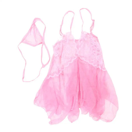 Tulle Suspenders Exquisite Women's Lencerias Lace V-Neck Underwear Semi-transparent Thong Dress Set Females Lingerie Nightgowns