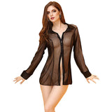 Thin Transparent Plush Pajamas Woman Sexy Lingerie Exotic Sleepwear Erotic Nightgown Porn Bathrobe Fancy Costume Boyfriend Shirt