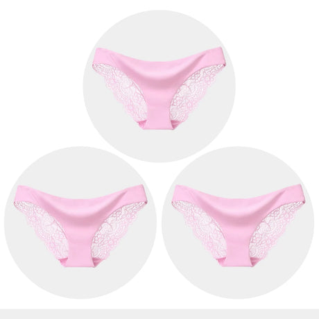 Women's Seamless Underwear Leopard Intimate Women Sexy Lace Black Floral Panties Seamless Panty 3pcs/set