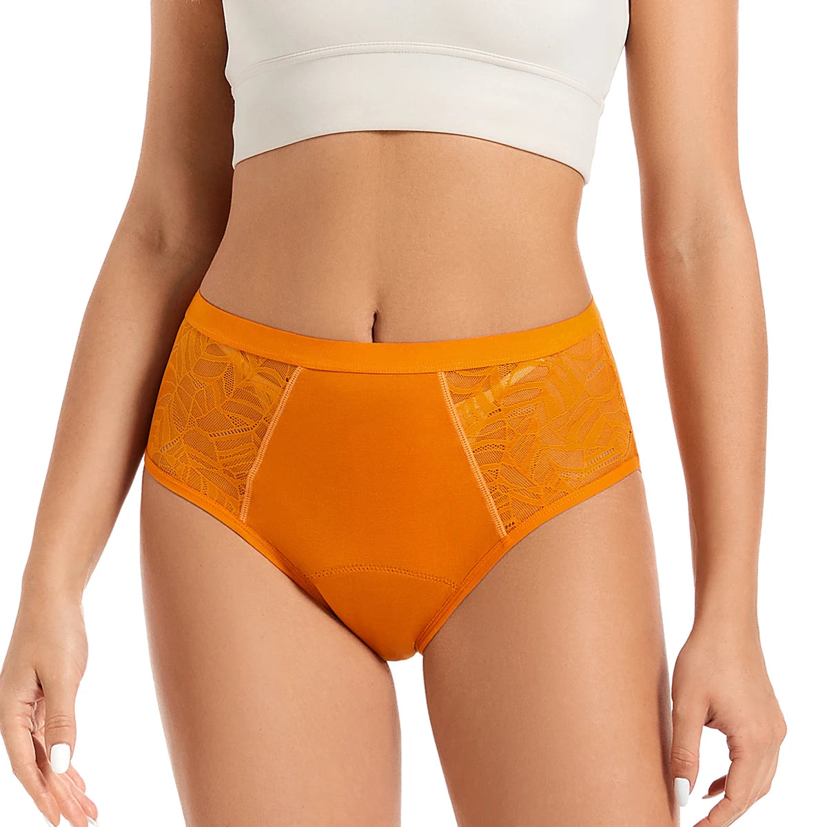 Moonful Women's Menstrual Panties High Waist Leak Proof 4 Layer Breathable Lace Period Underwear Girls Absorbent Brief