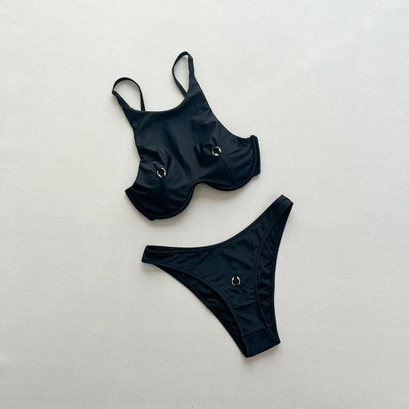 Push Up Bikinis 2025 Sexy Women Swimsuit Swimwear Female Solid Hollow Out Bikini Set Biquini Bathing Swimming Suit Beachwear
