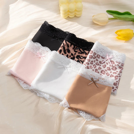 BZEL Women's Lace Floral Thongs Sexy Leopard Breathable Panties Low Waist G-String Female Fashion Underwear Cozy T-Back Lingerie