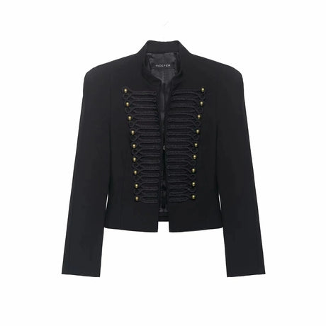 Women Vintage Slim Jacket Spring Women Trends Elegant Napoleon Jackets Ladies High Street Chic Shoulder Padded Blazer