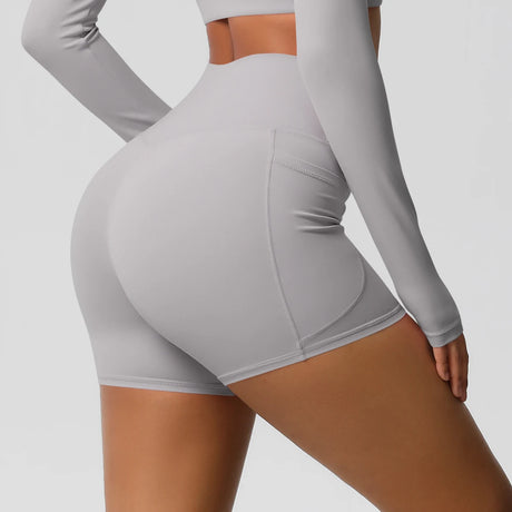 Solid Color Yoga Pants With Pockets Quick Drying High Waisted Gym Push Up Yoga Shorts for Woman Breathable Workout Fitness Short