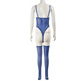 Toucheart Erotic Dress with Leg Socks Mesh See-through Patchwork Seductive Body Shaping Backless Women Intimate Hollow Dress Set