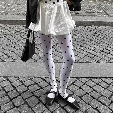 Y2k Girls Polka Dot Tights Women Winter Vintage Pantyhose Leggings Fashion Silky Sexy Crash Slimming Tights Elastic Stockings