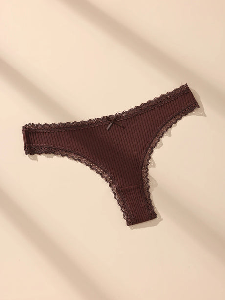 7Pcs/Set Women Thongs Panties Cotton Sexy Lace Underwear Tanga Solid Pants Plus Size Underpants G-Strings Female Lingerie S-3XL